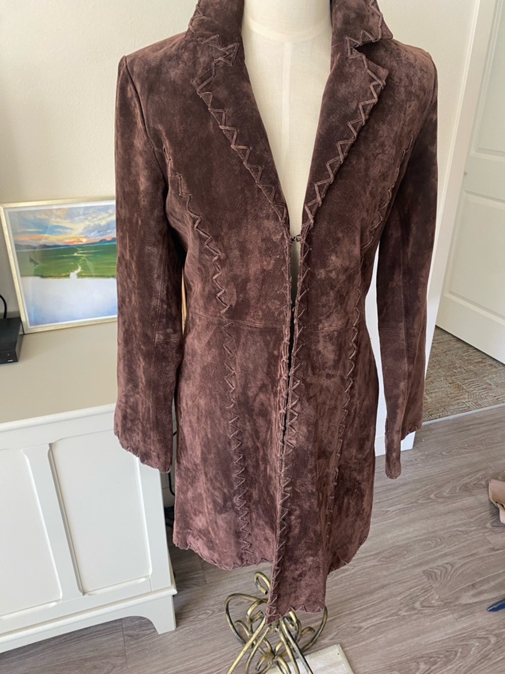 Vintage Y2K Saguaro Whipstitch Leather Coat - Picture 3 of 15